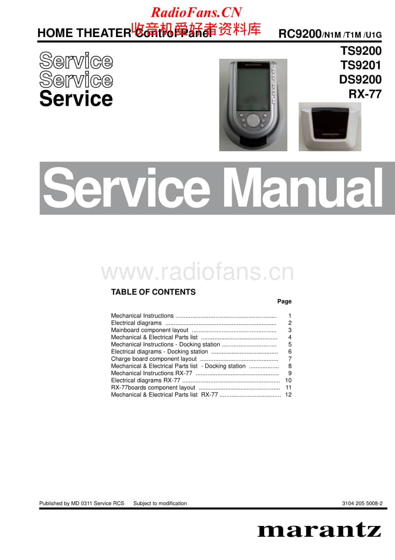 Marantz-DS-9200-TS-9201-TS-9200-RX-77-Service-Manual电路原理图.pdf_第1页
