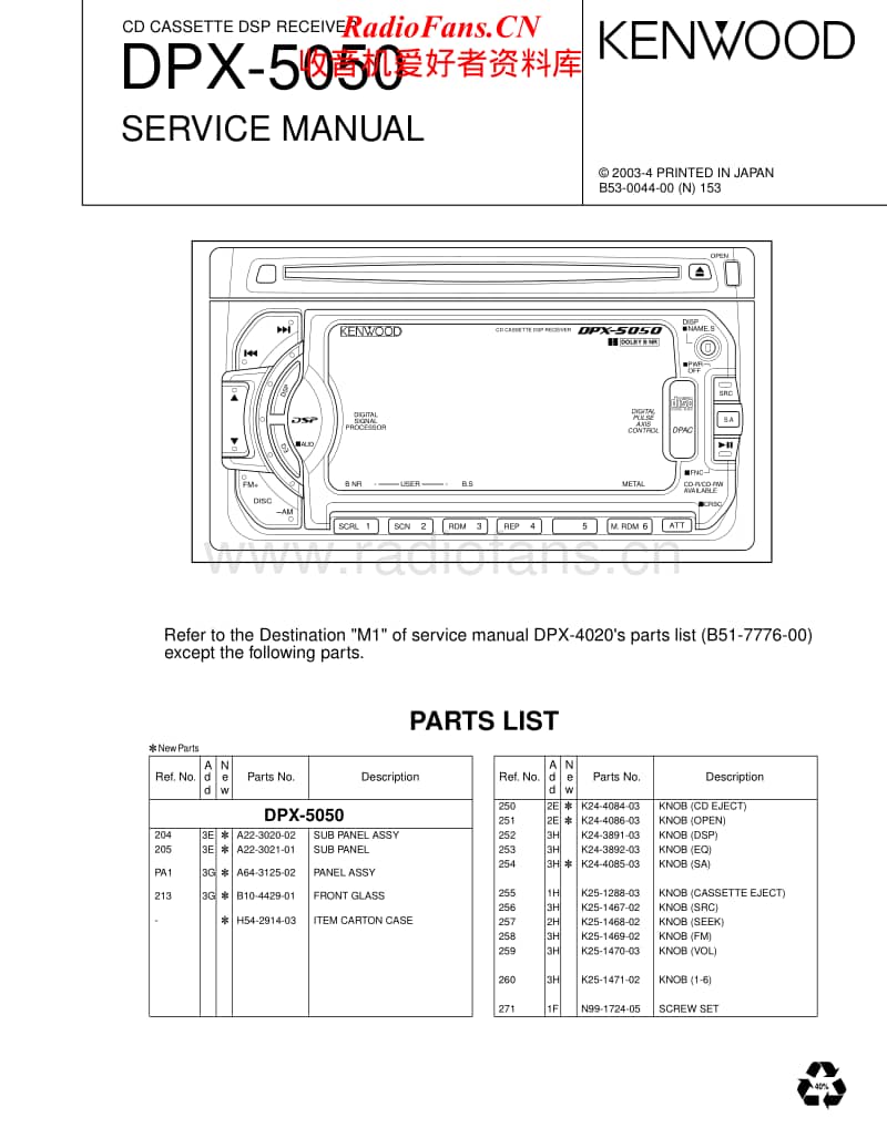 Kenwood-DPX-5050-Service-Manual电路原理图.pdf_第1页