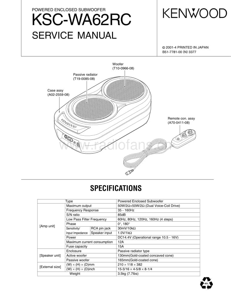 Kenwood-KSCWA-62-RC-Service-Manual电路原理图.pdf_第1页