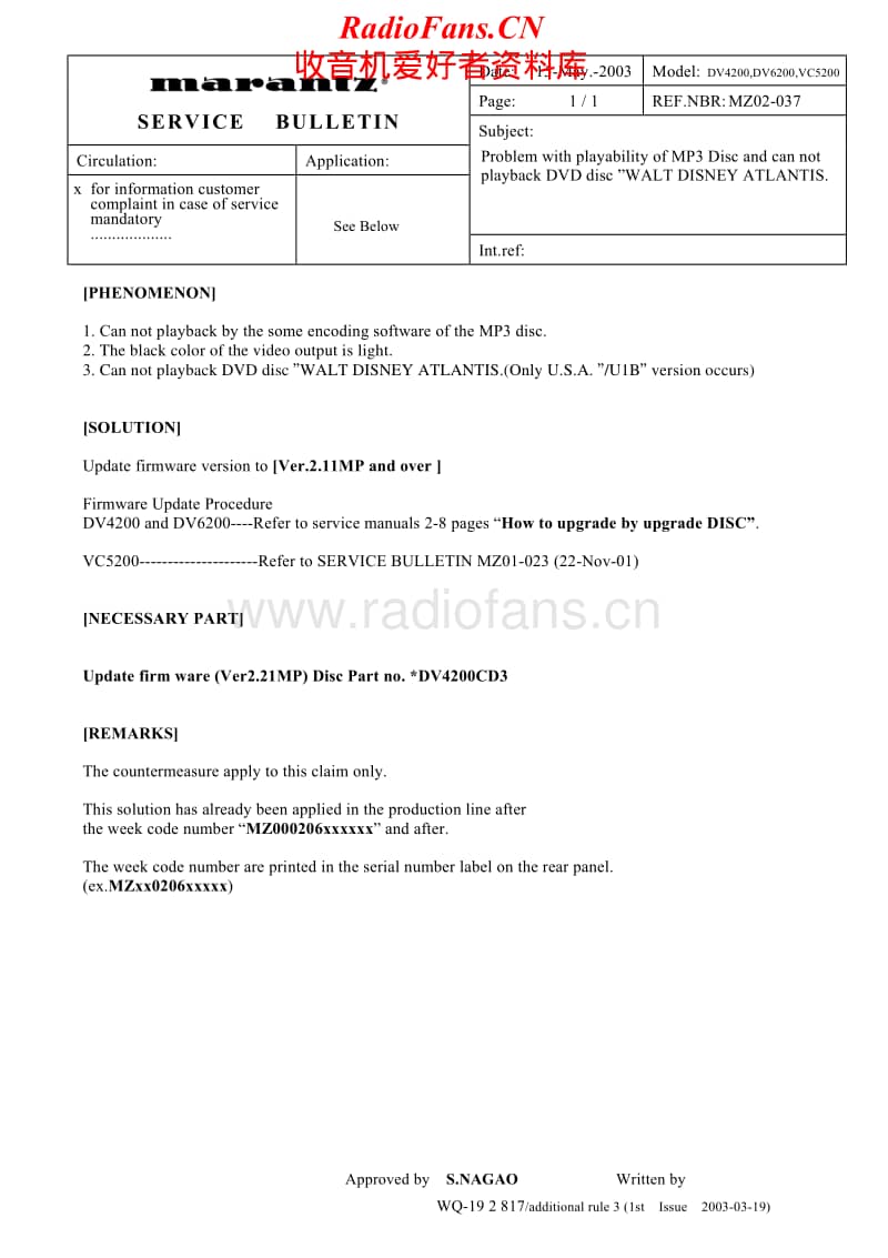 Marantz-DV-4200-Service-Bulletin电路原理图.pdf_第1页