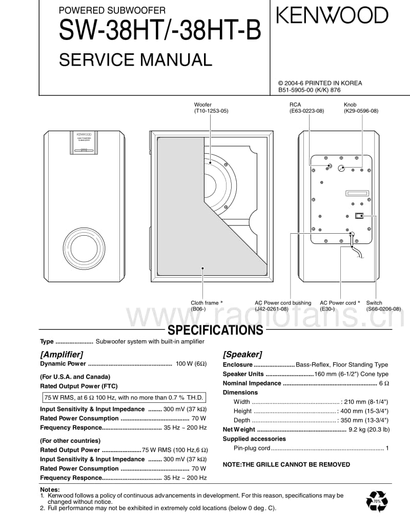 Kenwood-SW-38-HTB-Service-Manual电路原理图.pdf_第1页