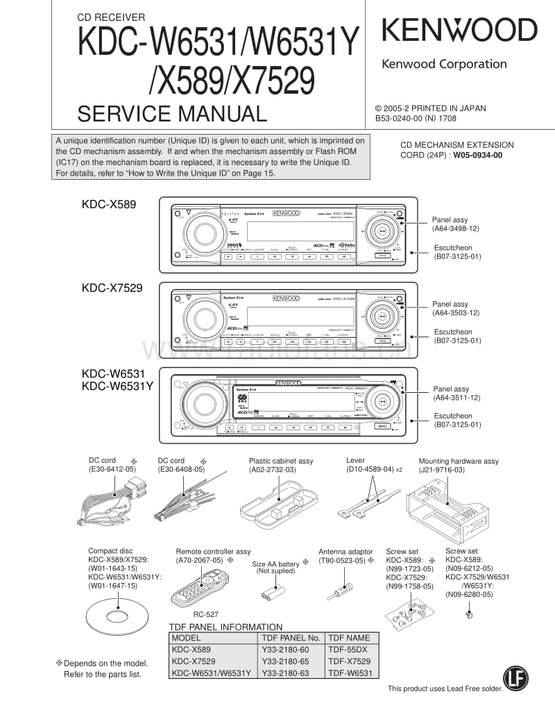 Kenwood-KDCX-589-Service-Manual电路原理图.pdf_第1页