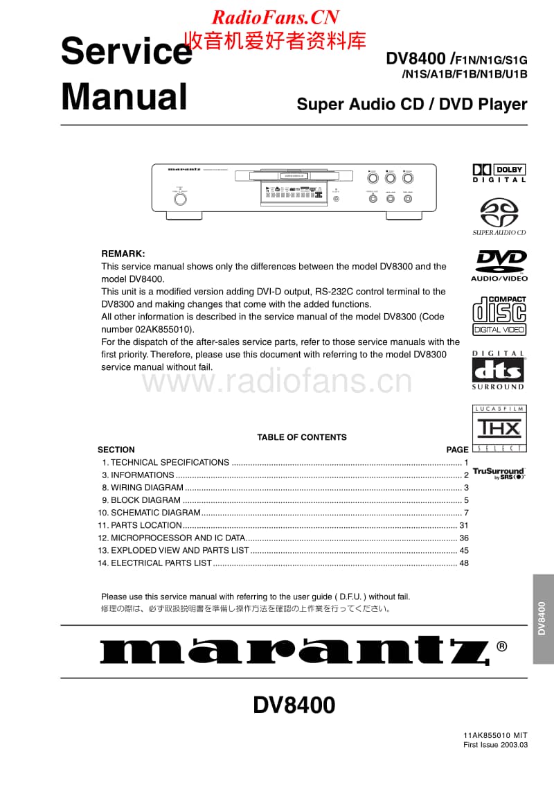Marantz-DV-8400-Service-Manual电路原理图.pdf_第1页