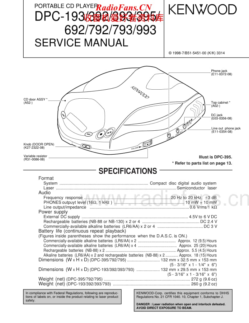 Kenwood-DPC-395-Service-Manual电路原理图.pdf_第1页