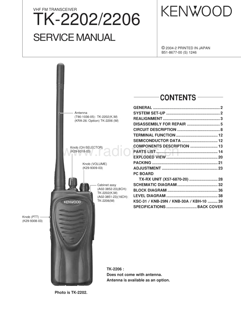 Kenwood-TK-2206-Service-Manual电路原理图.pdf_第1页