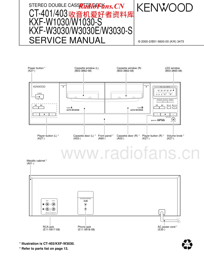 Kenwood-CT-403-HU-Service-Manual电路原理图.pdf_第1页