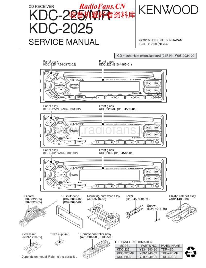 Kenwood-KDC-225-MR-Service-Manual电路原理图.pdf_第1页