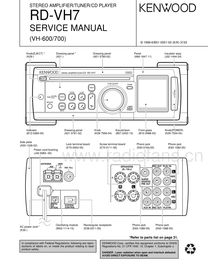 Kenwood-RDVH-7-Service-Manual电路原理图.pdf_第1页