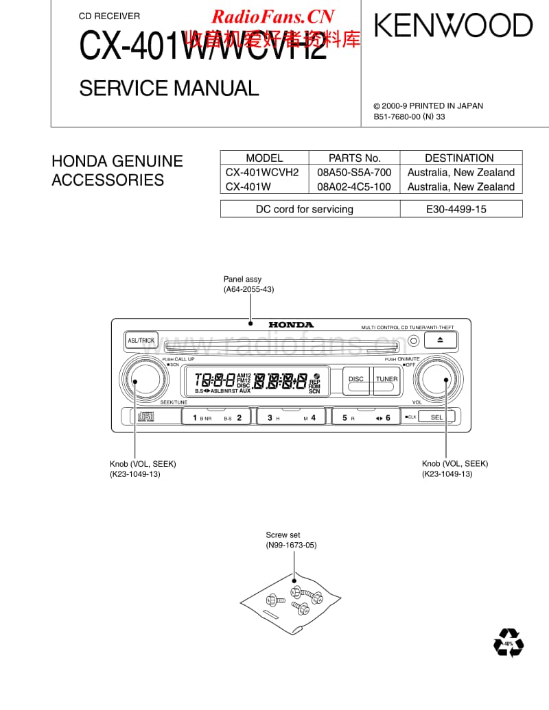 Kenwood-CX-401-WCVH-2-HU-Service-Manual电路原理图.pdf_第1页