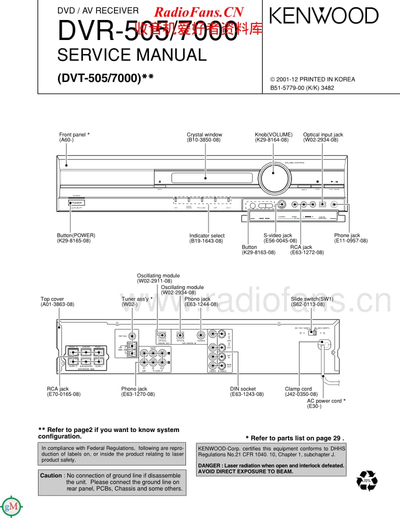 Kenwood-DVR-505-Service-Manual电路原理图.pdf_第1页