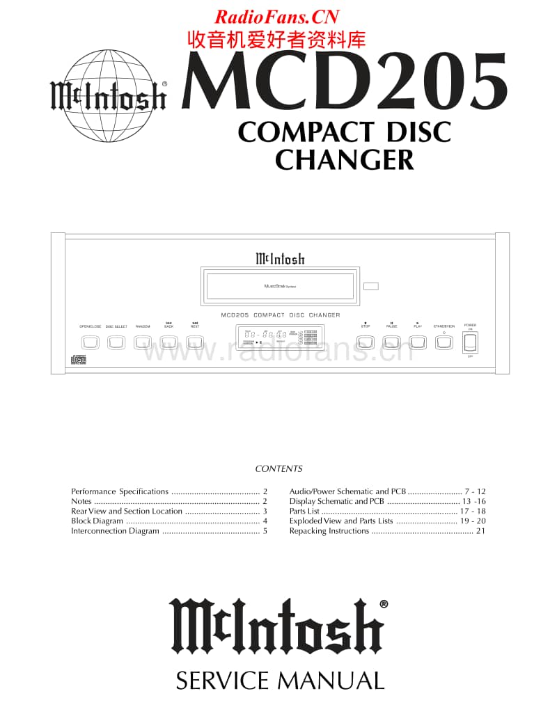 McIntosh-MCD-205-Service-Manual电路原理图.pdf_第1页