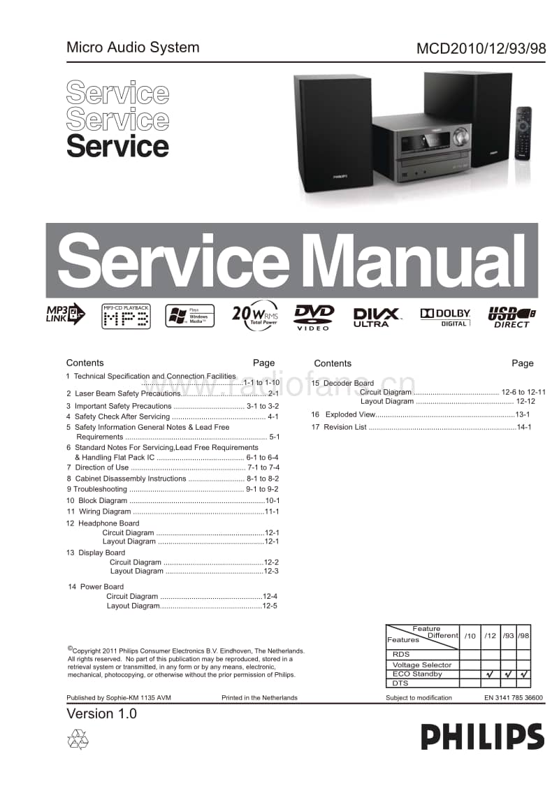 Philips-MCD-2010-Service-Manual电路原理图.pdf_第1页