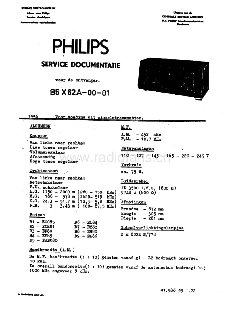Philips-B-5-X-62-A-Service-Manual电路原理图.pdf_第1页