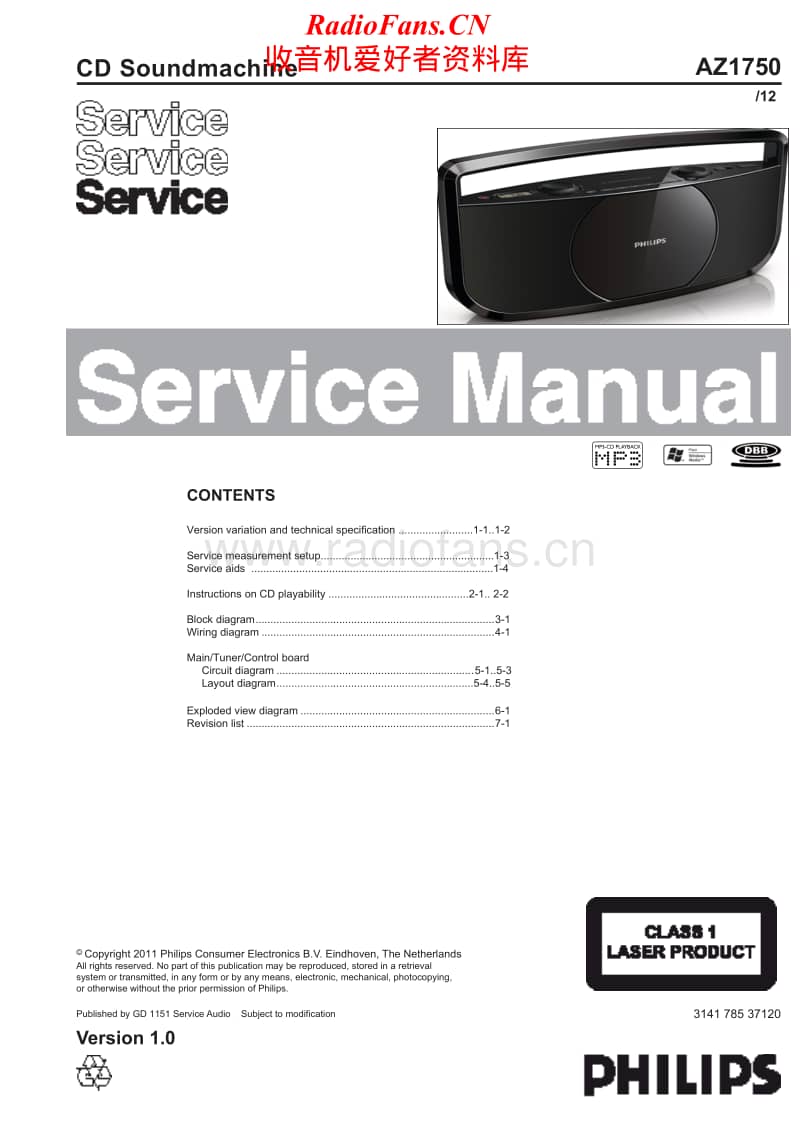 Philips-AZ-1750-Service-Manual电路原理图.pdf_第1页