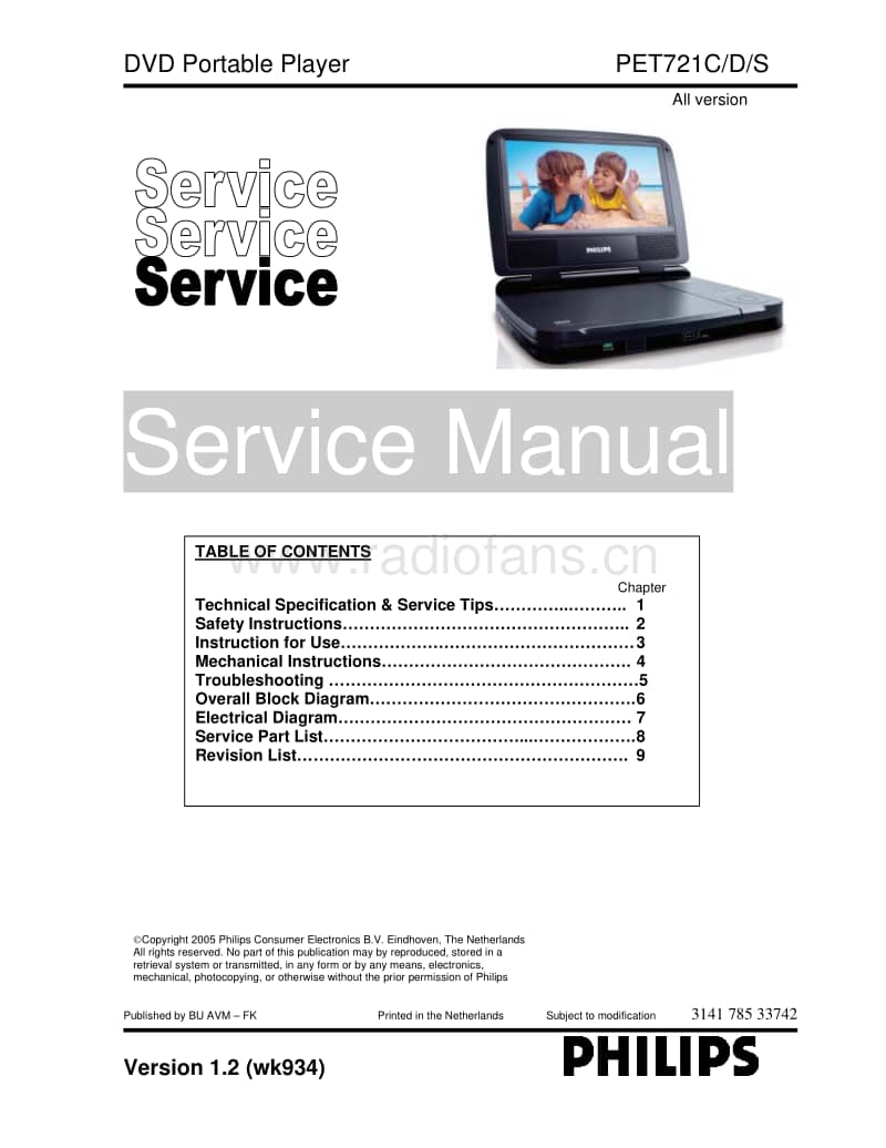 Philips-PET-721-D-Service-Manual电路原理图.pdf_第1页