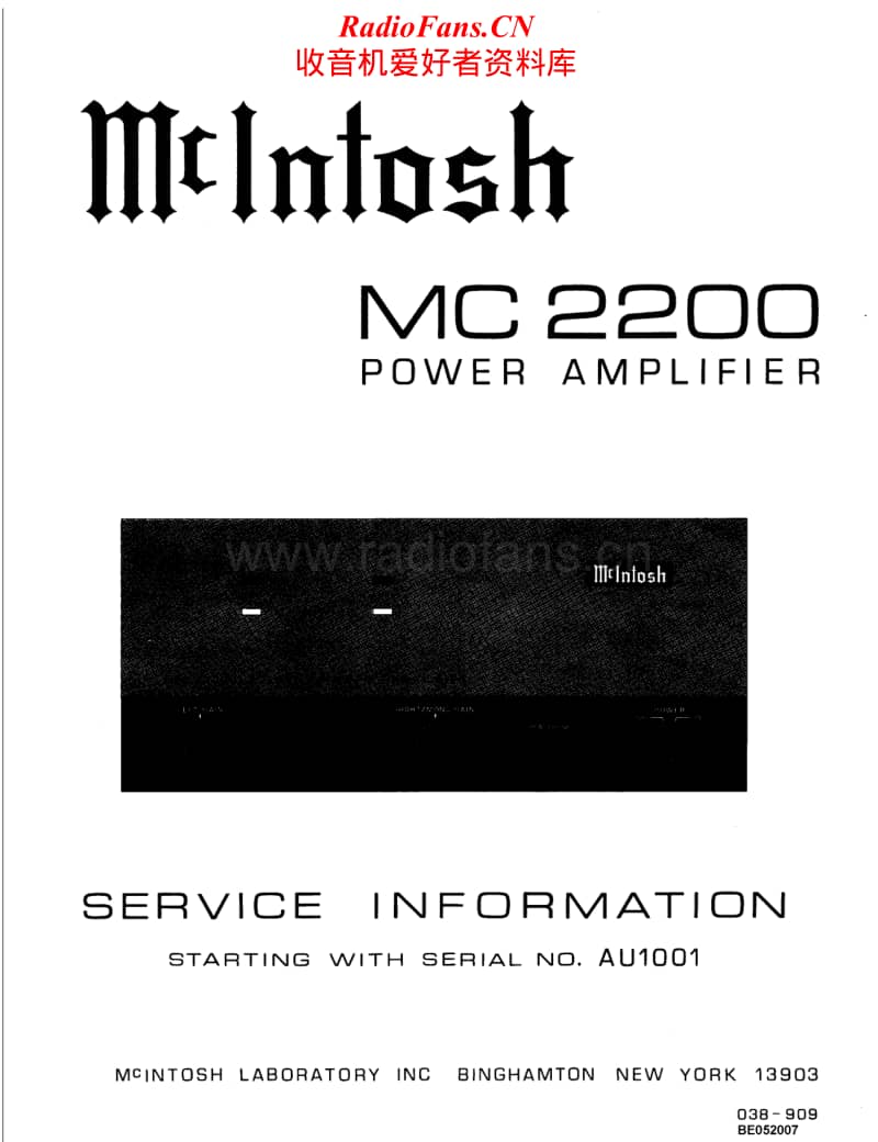 McIntosh-MC-2200-Service-Manual电路原理图.pdf_第1页