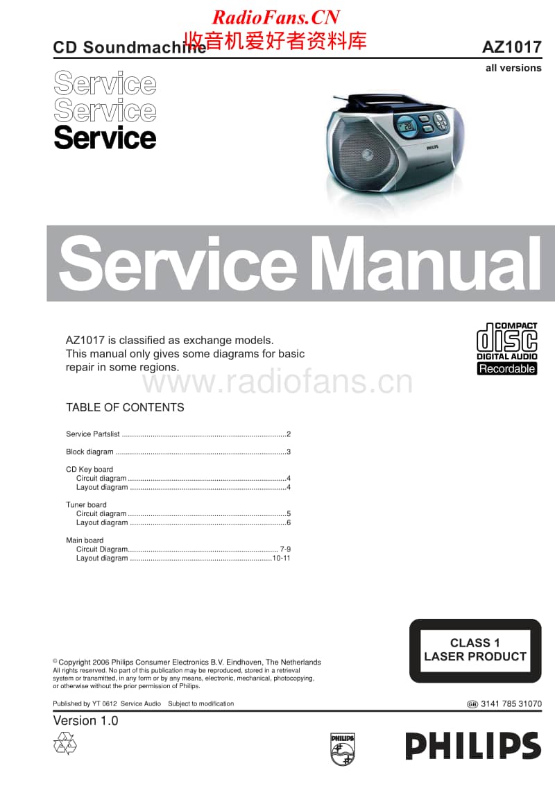 Philips-AZ-1017-Service-Manual电路原理图.pdf_第1页