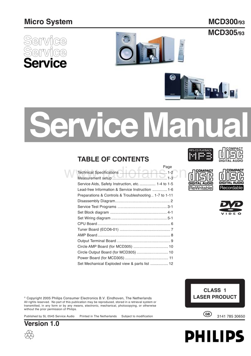 Philips-MCD-305-Service-Manual电路原理图.pdf_第1页