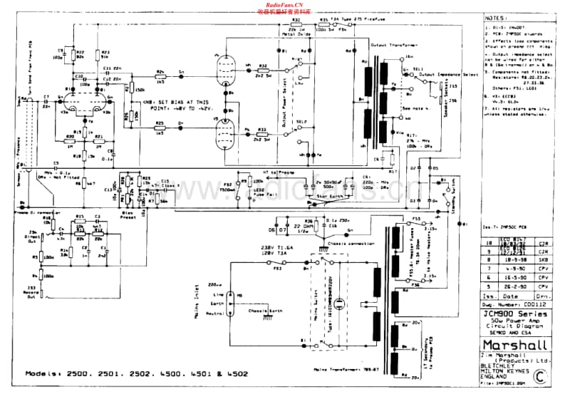 Marshall-4501-50W-Power-Amp-Schematic电路原理图.pdf_第1页