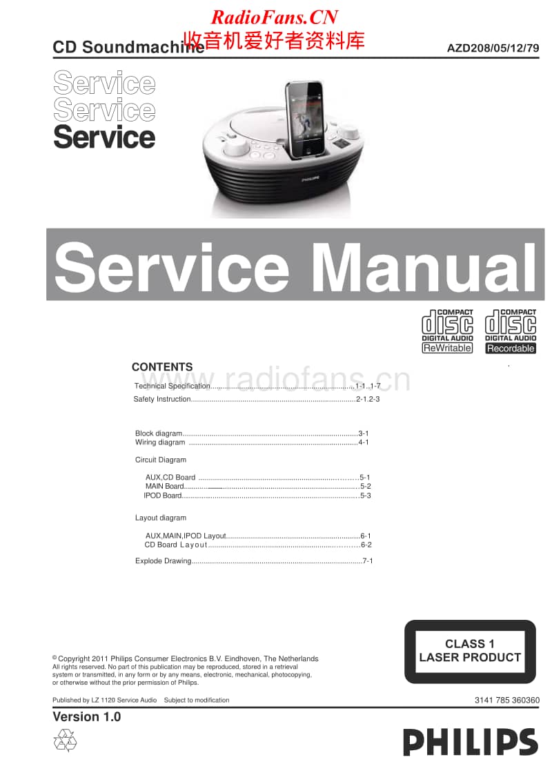 Philips-AZD-208-Service-Manual电路原理图.pdf_第1页