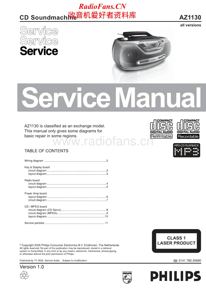 Philips-AZ-1130-Service-Manual电路原理图.pdf_第1页