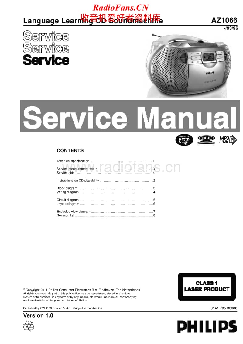 Philips-AZ-1066-Service-Manual电路原理图.pdf_第1页