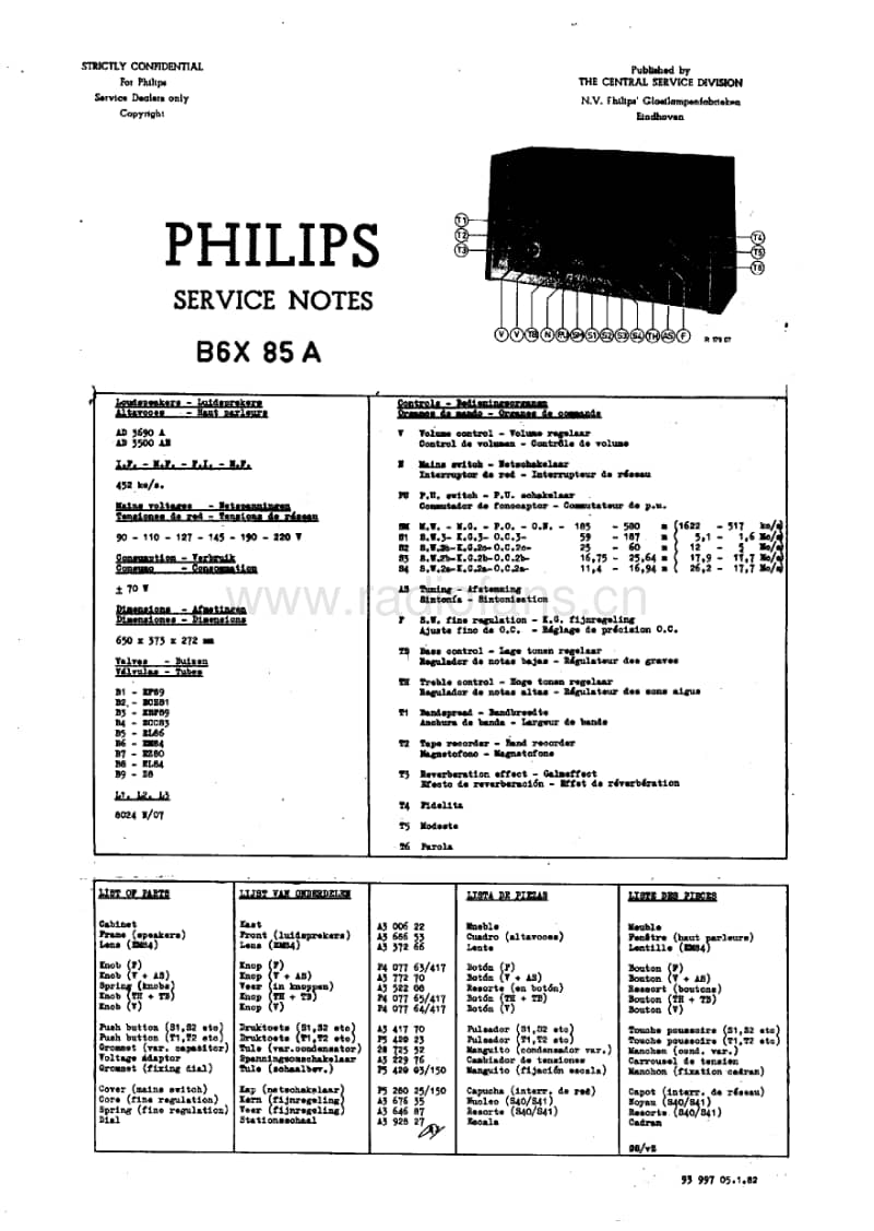 Philips-B-6-X-85-A-Service-Manual电路原理图.pdf_第1页