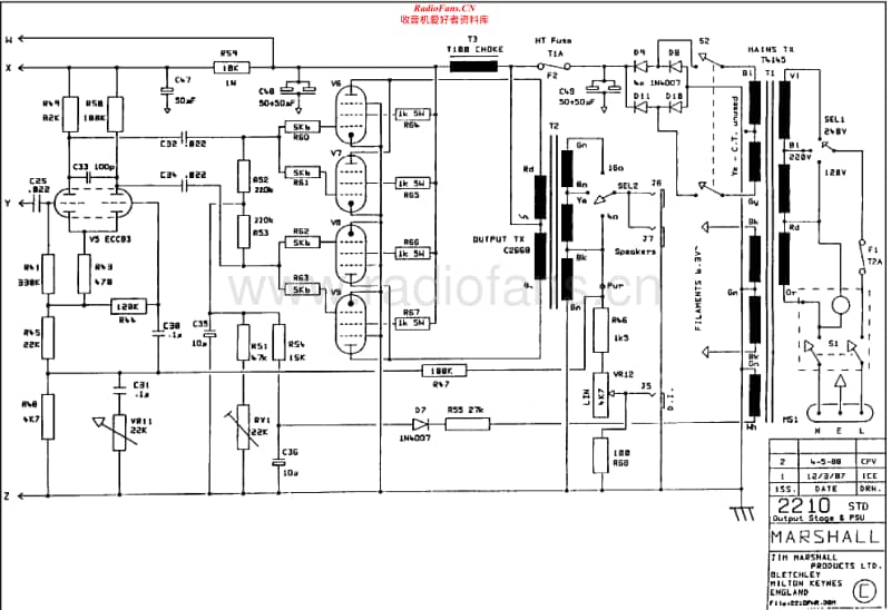 Marshall-2210-Pwr-Amp-Schematic电路原理图.pdf_第1页