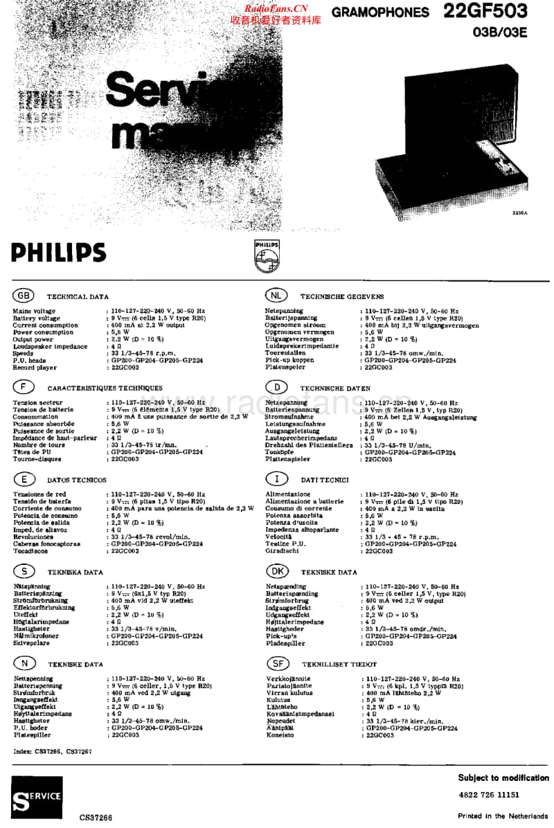 Philips-22-GF-503-Service-Manual电路原理图.pdf_第1页