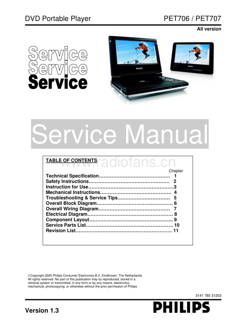 Philips-PET-707-Service-Manual电路原理图.pdf_第1页