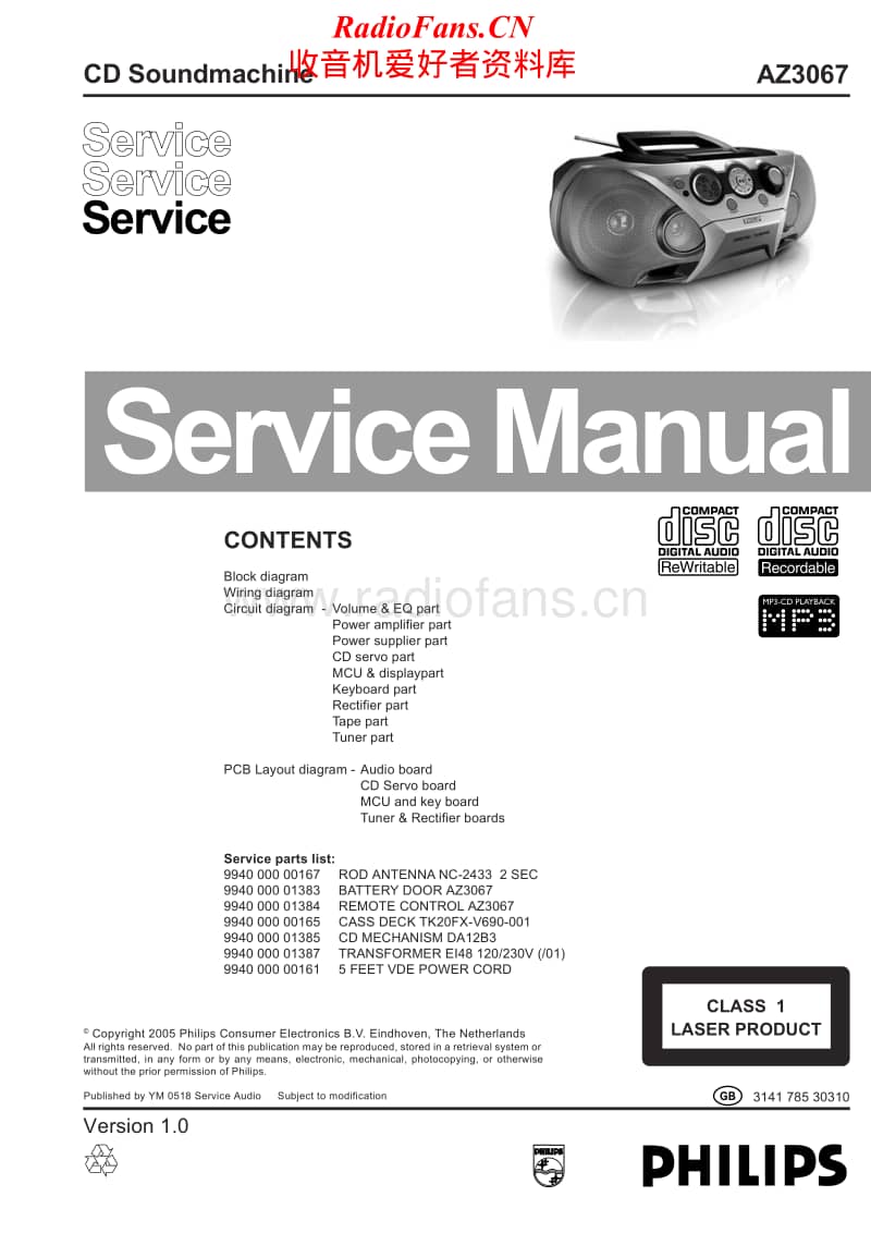 Philips-AZ-3067-Service-Manual电路原理图.pdf_第1页