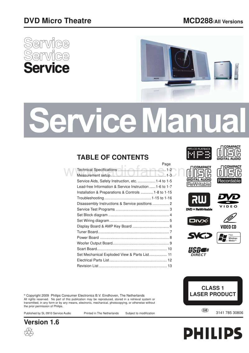 Philips-MCD-288-Service-Manual电路原理图.pdf_第1页