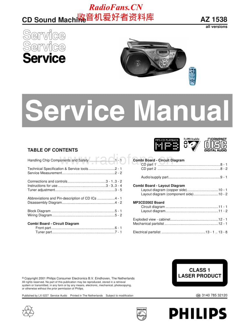 Philips-AZ-1538-Service-Manual电路原理图.pdf_第1页