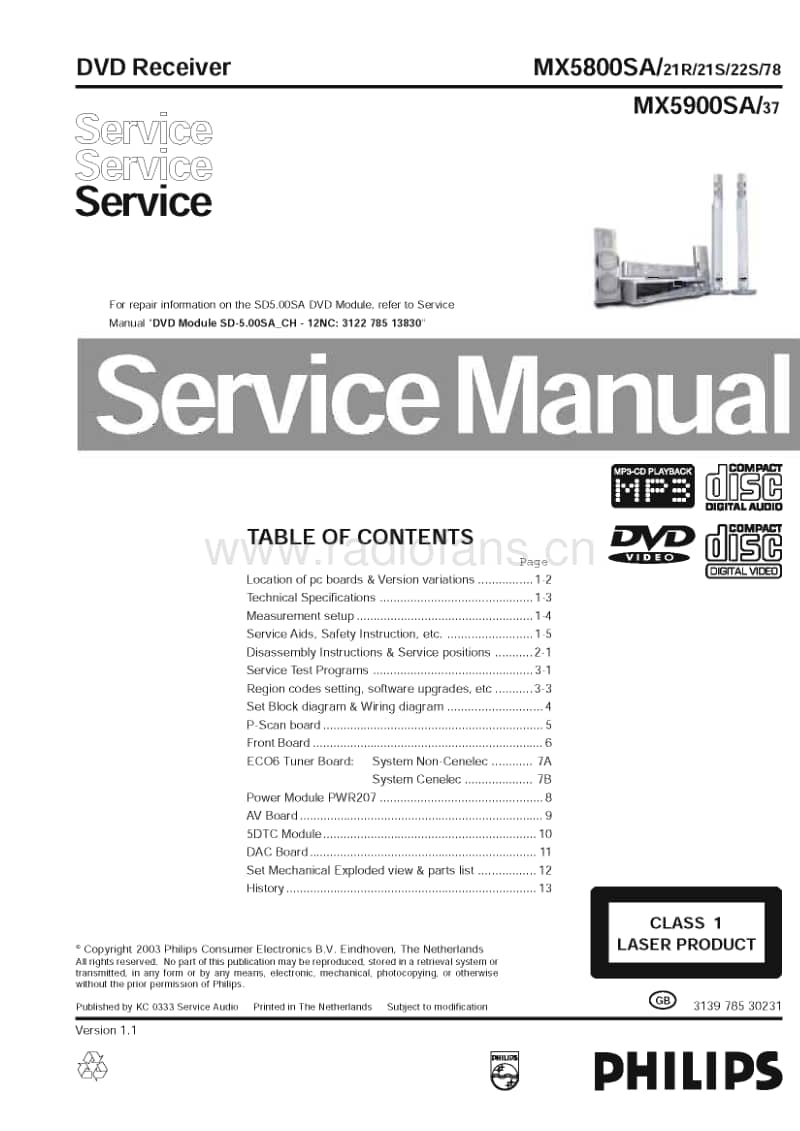 Philips-MX-5800-SA-Service-Manual电路原理图.pdf_第1页