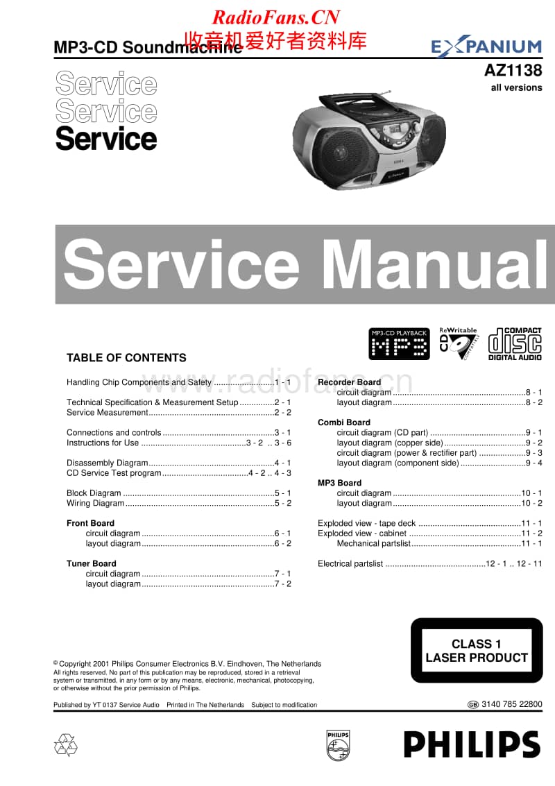 Philips-AZ-1138-Service-Manual电路原理图.pdf_第1页