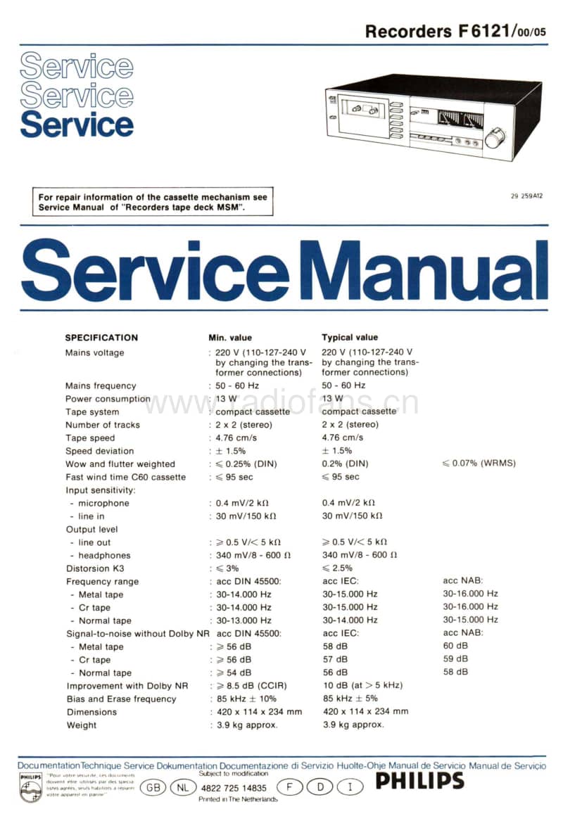 Philips-F-6121-Service-Manual电路原理图.pdf_第1页