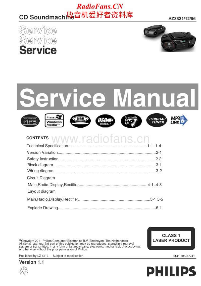 Philips-AZ-3831-Service-Manual电路原理图.pdf_第1页