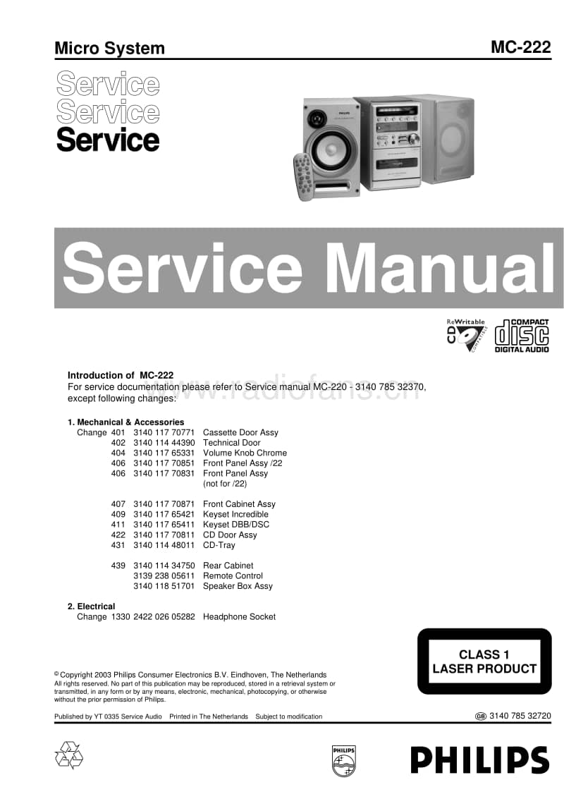 Philips-MC-222-Service-Manual电路原理图.pdf_第1页
