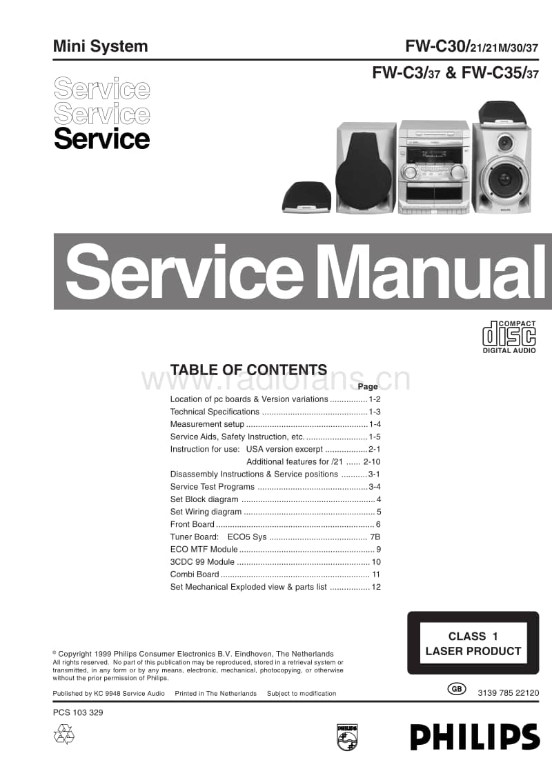 Philips-FWC-30-FWC-35-Service-Manual电路原理图.pdf_第1页
