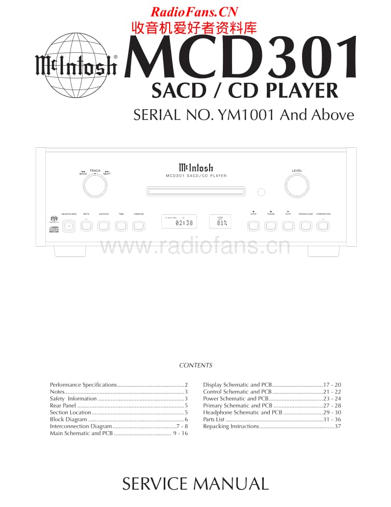 McIntosh-MCD-301-Service-Manual电路原理图.pdf_第1页