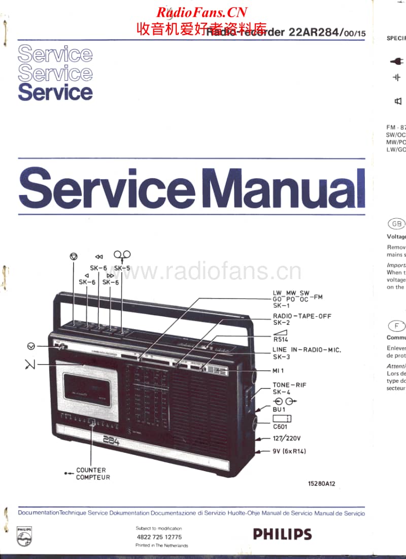 Philips-22-AR-284-Service-Manual电路原理图.pdf_第1页