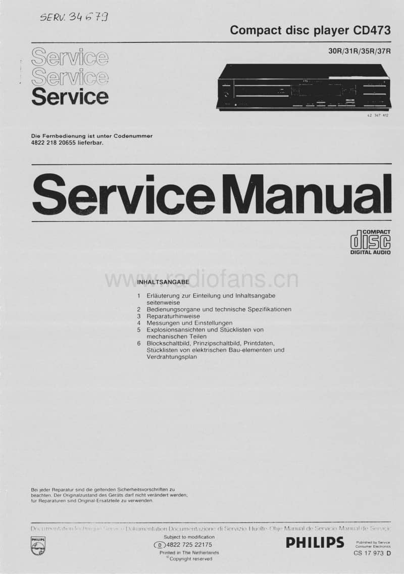 Philips-CD-473-Service-Manual电路原理图.pdf_第1页