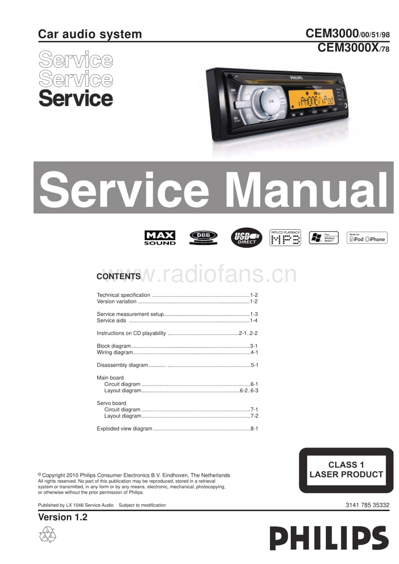 Philips-CEM-3000-CEM-3000-X-Service-Manual电路原理图.pdf_第1页