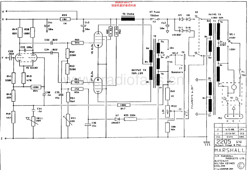 Marshall-2205-Pwr-Amp-Schematic电路原理图.pdf_第1页