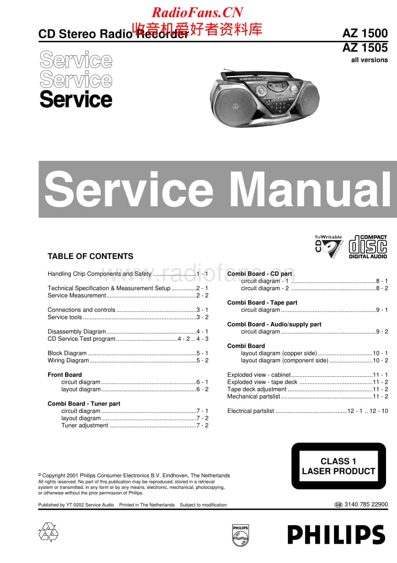 Philips-AZ-1500-AZ-1505-Service-Manual(1)电路原理图.pdf_第1页