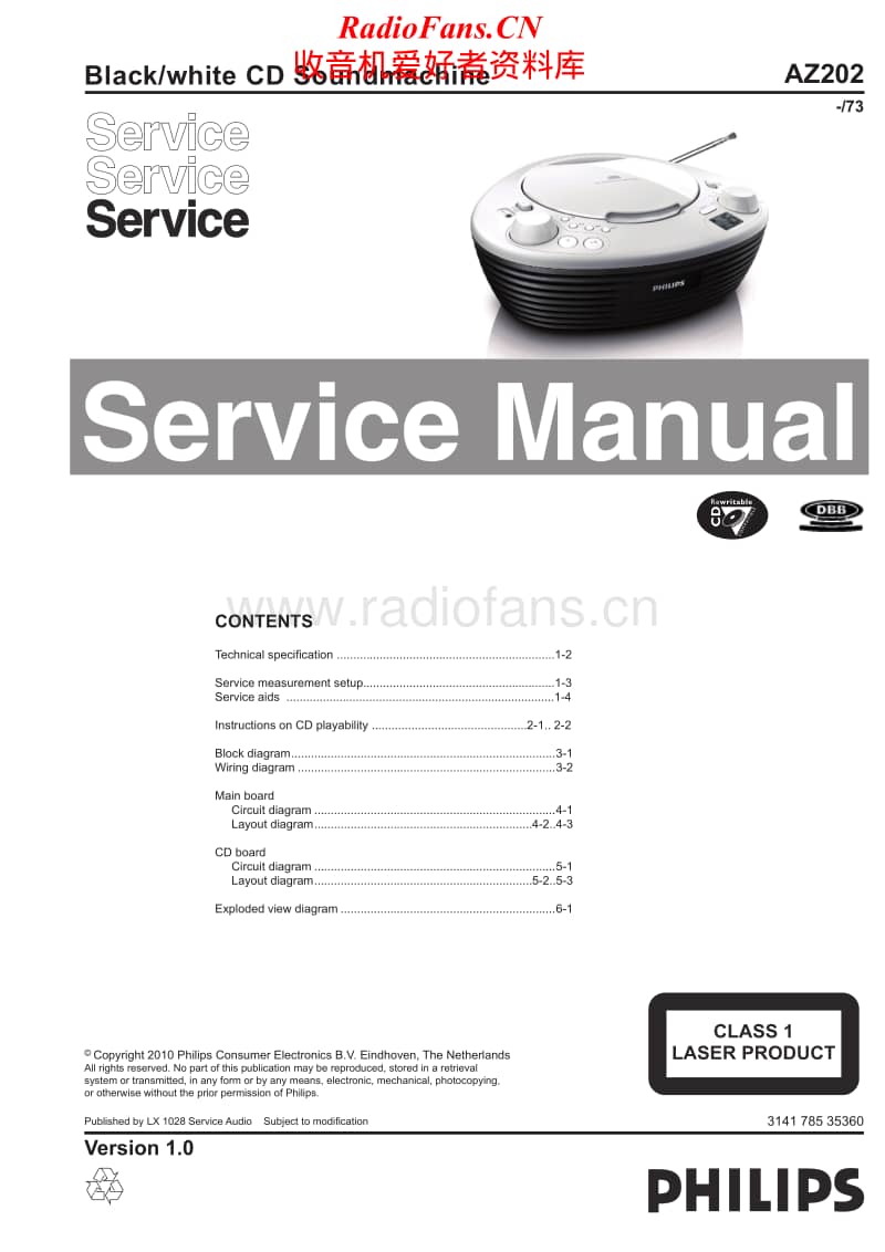 Philips-AZ-202-Service-Manual电路原理图.pdf_第1页