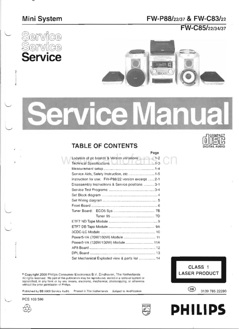 Philips-FWC-83-FWC-85-Service-Manual电路原理图.pdf_第1页