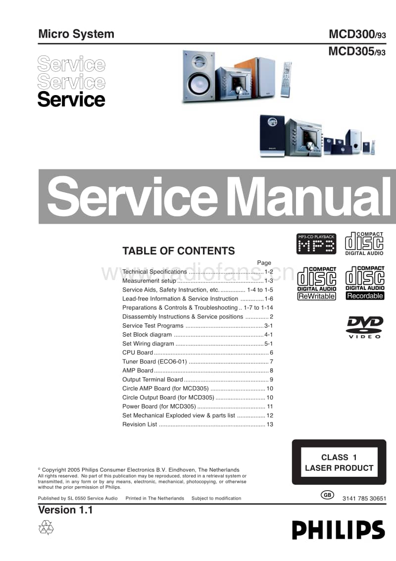 Philips-MCD-300-Mk1.1-Service-Manual电路原理图.pdf_第1页