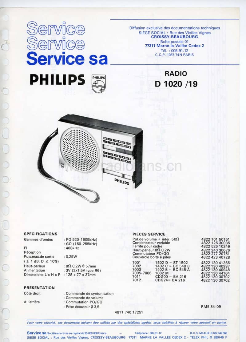 Philips-D-1020-Schematic电路原理图.pdf_第1页