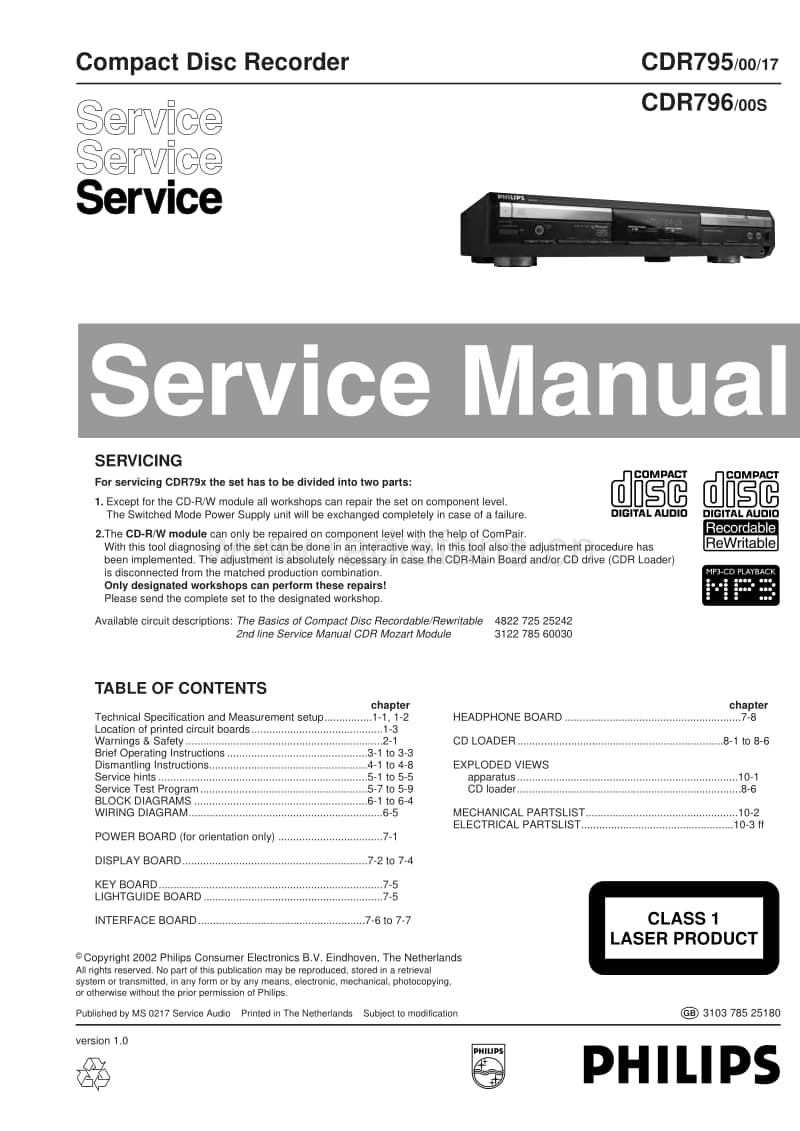 Philips-CDR-795-796-Service-Manual(1)电路原理图.pdf_第1页